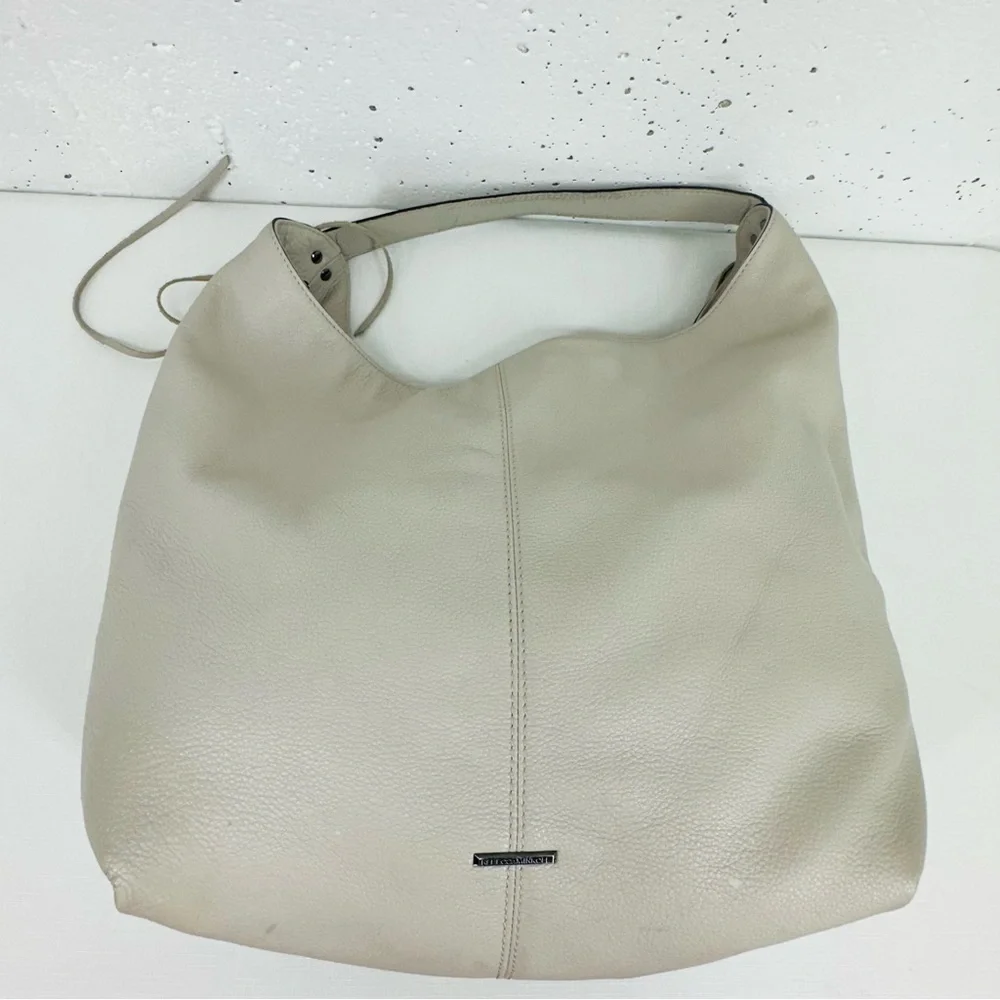 Rebecca Minkoff Large Gray Leather Bryn Double Zip Hobo Ladies Bag Purse